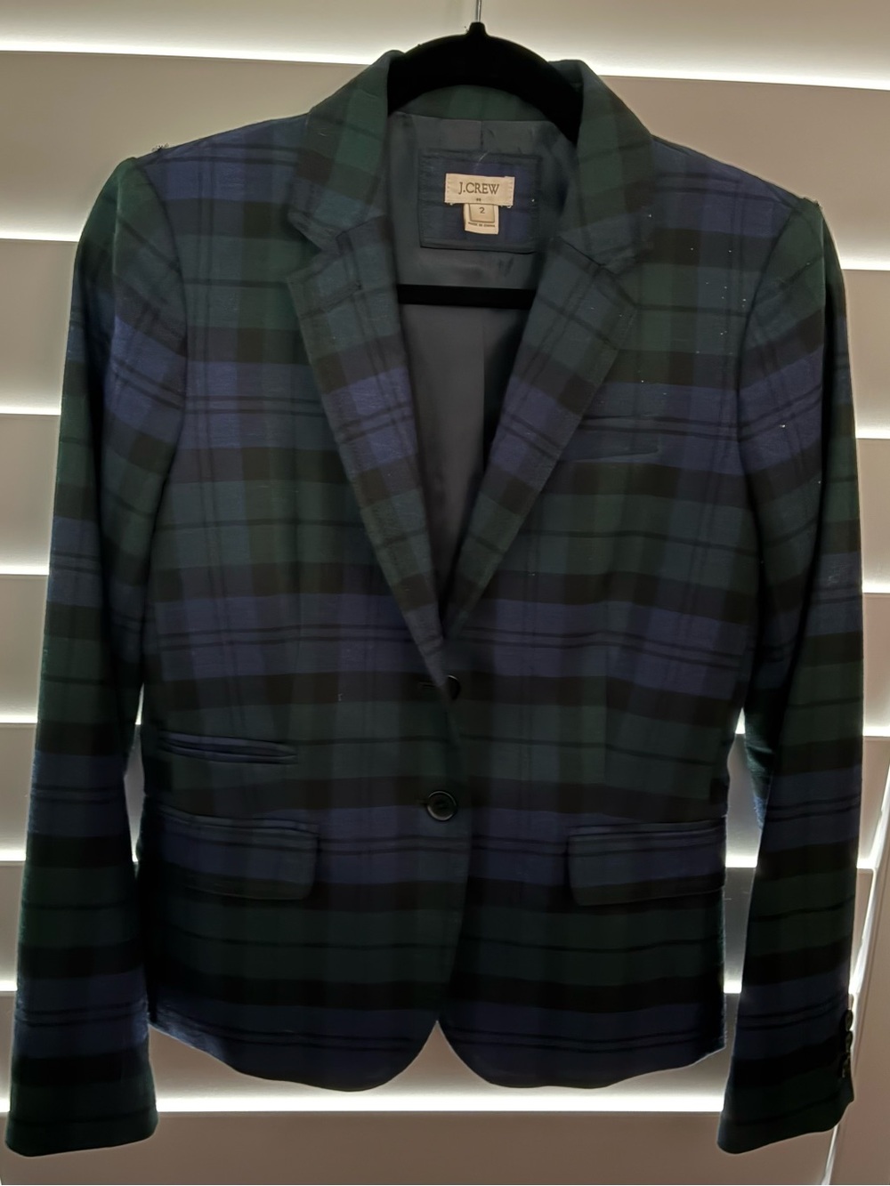 J. Crew Blackwatch Plaid Blazer in Navy & Green